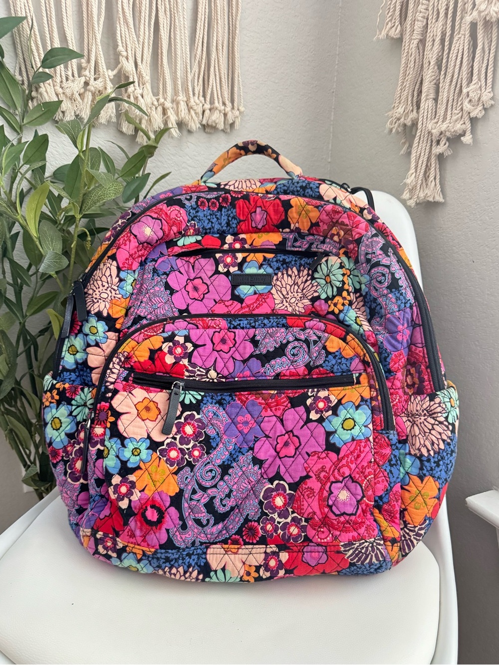 Vera Bradley Iconic Campus Backpack Floral Paisley Quilted Laptop Bag Y2K